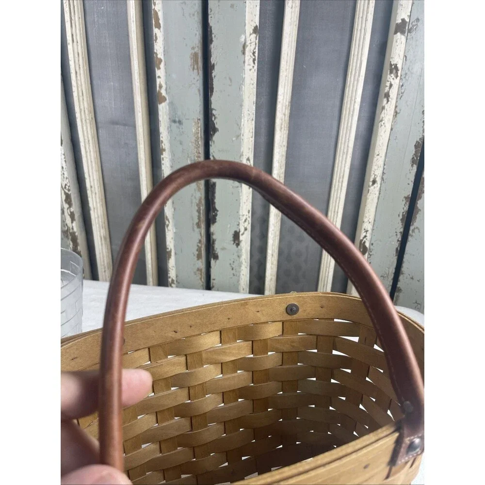 Longaberger 2003 Medium Boardwalk Basket Tote Purse w/ Protector Signed
